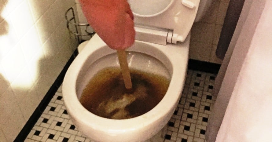 clogged up toilet